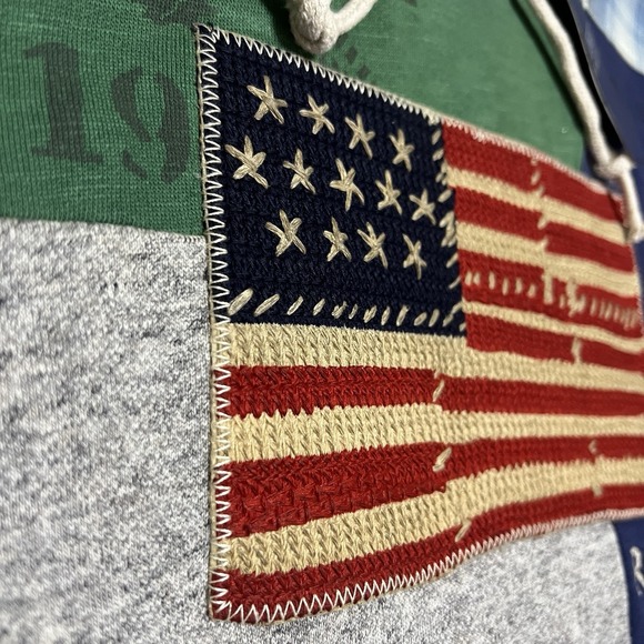 Polo Ralph Lauren Country Patchwork USA Flag Hoodie American Sportsman Sz Small - Picture 3 of 11